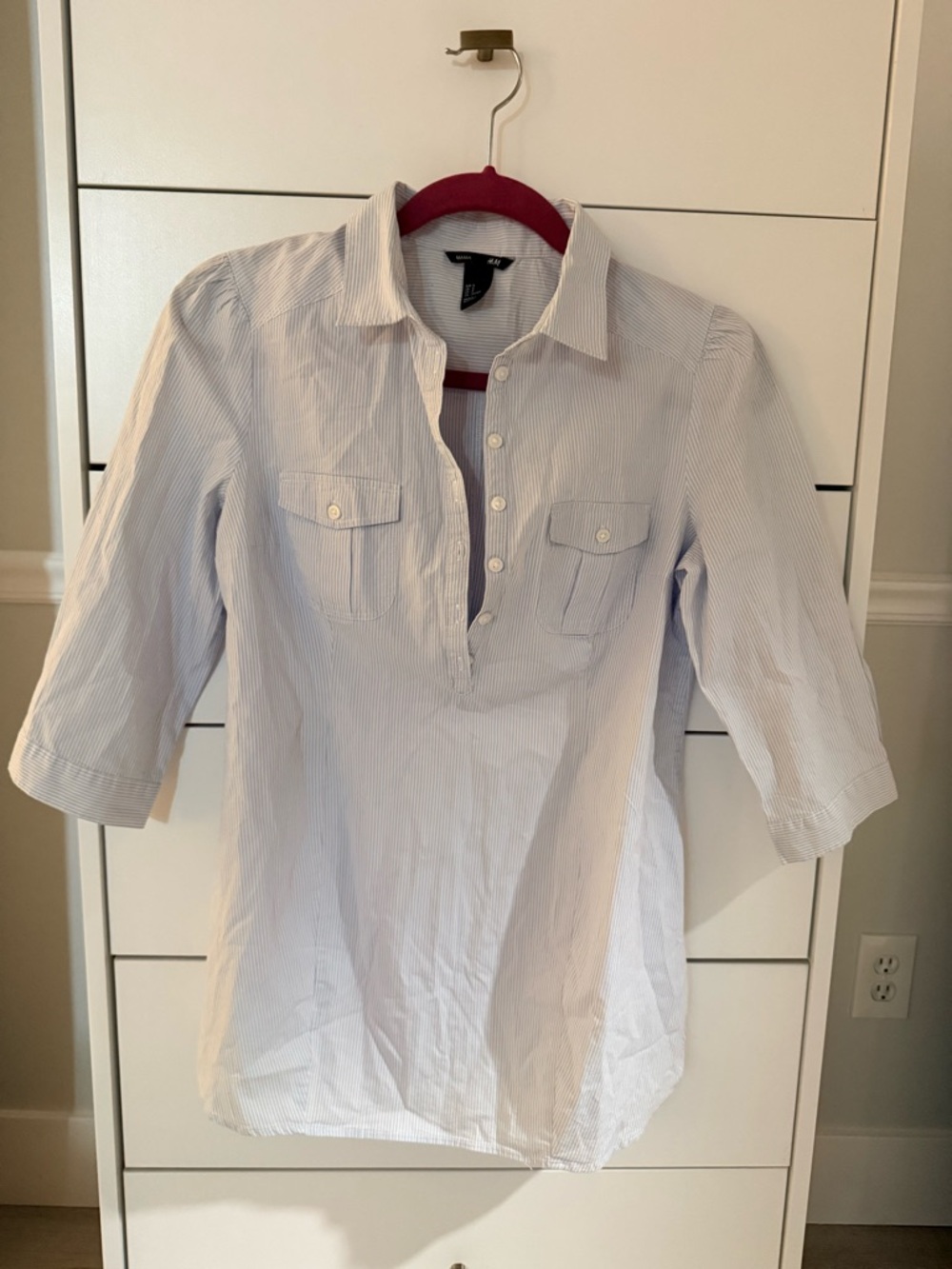 H&M Blue Pinstripe Button Maternity Tunic- size small